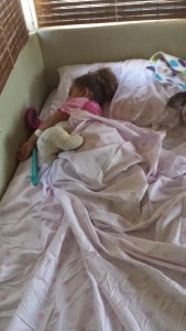 Azalea asleep in her "Princess bed"