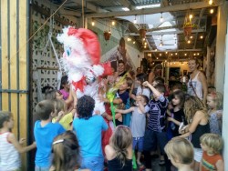 Santa pinata at cookie decorating party