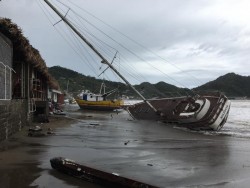 Boats washed up from the hurricane